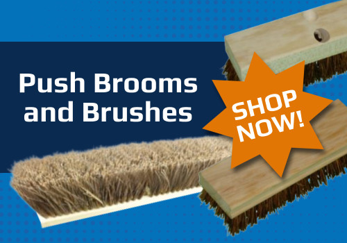 A graphic showing push brooms and brushes