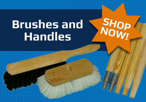 Brushes and Handles with the text shop now